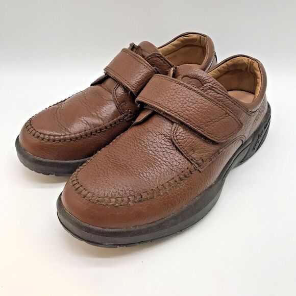 Dr. Comfort Scott 9020 Comfort Shoe Men\'s 9.5M Brown Leather Low Top Hook & Loop main image 9